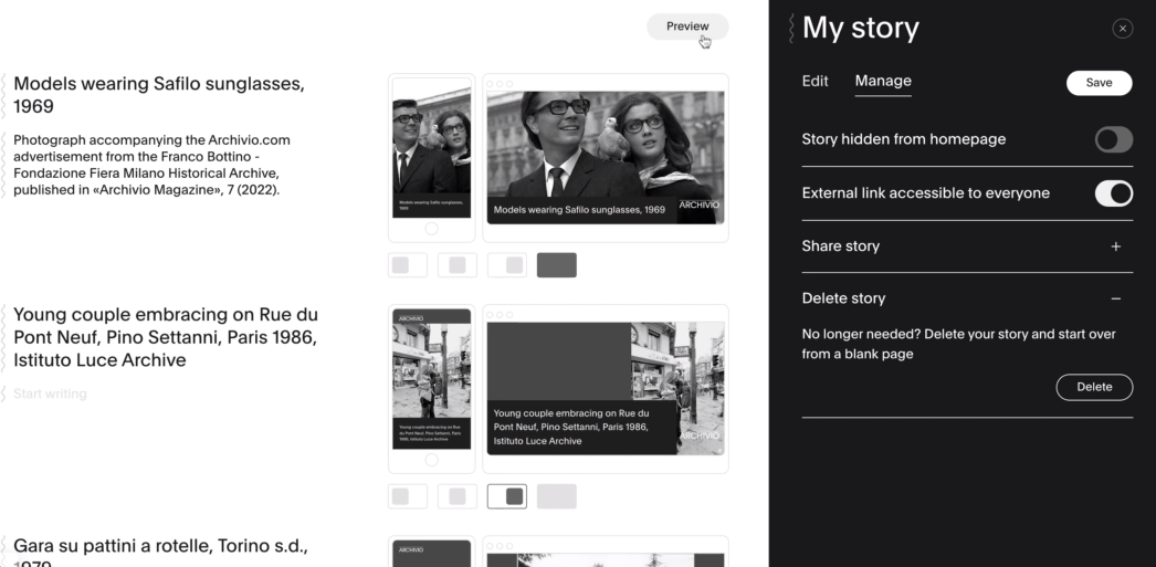 immagine story editor sin home page